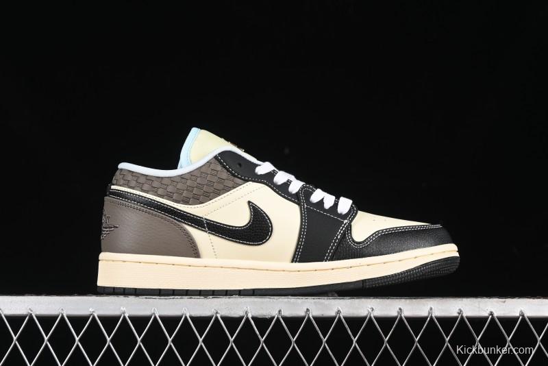 Nike Air Jordan 1 Low "Coconut Milk Black" Casual Basketball Shoes with Contrast Swoosh - HQ3437-101