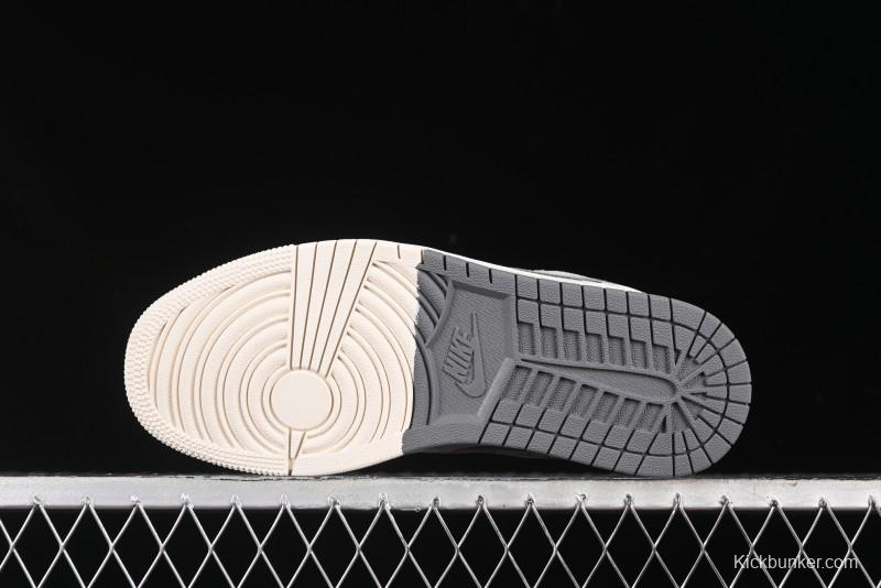 Nike Air Jordan 1 Low Supreme Collaboration - Dual-Tone Beige/Grey Retro Basketball Shoes - SJ9950-030