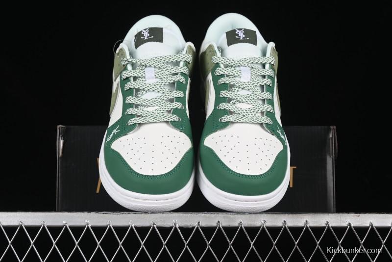 Nike SB Dunk Low Saint Laurent Series - White Green Swoosh Anniversary High-End Custom Low-Top Casual Sneakers - GF2409-170