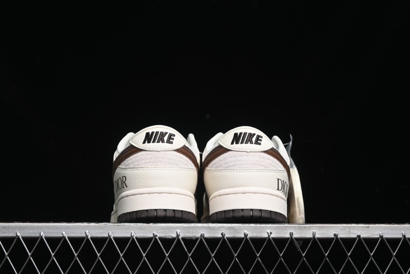 Nike SB Dunk Low Dior Collection - Beige Brown Swoosh Anniversary Custom Low-Top Casual Skate Shoes - XD6188-046