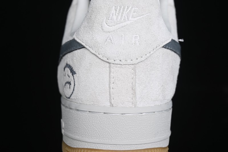 Nike Air Force 1 '07 Low Ghostface Collaboration - Light Grey Pigskin Low-Top Casual Sneakers - DF0188-022