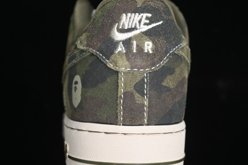 Nike Air Force 1 '07 Low Bape Collaboration - Jungle Camouflage Low-Top Casual Sneakers - CH6336-509