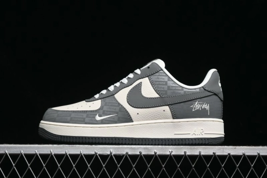 Nike Air Force 1 '07 Low Stussy Collaboration - Light Bone Shadow Low-Top Casual Sneakers - DF0180-008