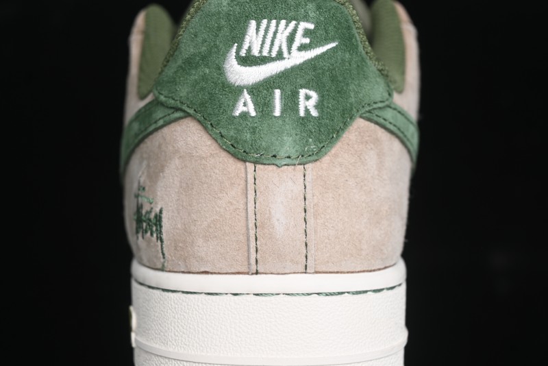 Nike Air Force 1 '07 Low Stussy Collaboration Light Brown Green Low-Top Casual Sneakers - XZ6188-666