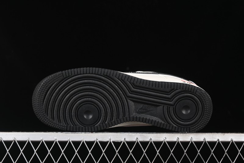 Nike Air Force 1 '07 Low Stone Island x Supreme Collaboration - Off-White Black Heel Casual Sneakers - BB1616-307