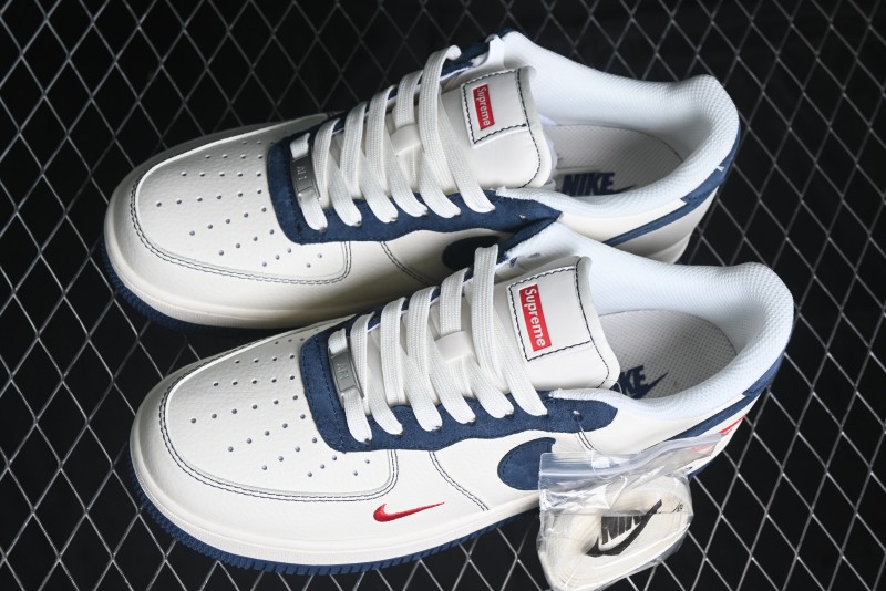 Nike Air Force 1 '07 Low Supreme Collaboration - Light Blue Suede Swoosh Casual Sneakers - XZ3328-669