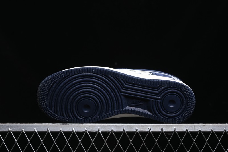 Nike Air Force 1 '07 Low Stussy Collaboration - Navy Red Print Casual Sneakers - XZ6188-350