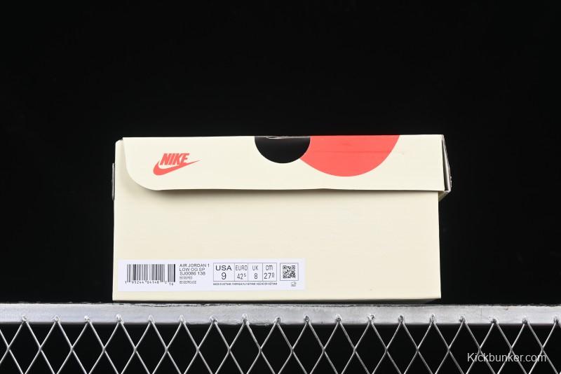 Nike Travis Scott x Fragment Design x Air Jordan 1 Low OG SP AJ1 Retro Sneakers with Reverse Swoosh - SJ0086-138