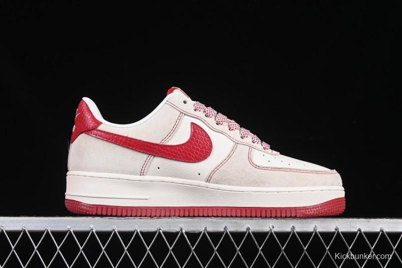 Nike Air Force 1 '07 Low Supreme Collaboration Year of the Snake Limited Edition Red Snake Swoosh Low-Top Casual Sneakers - HH7518-032