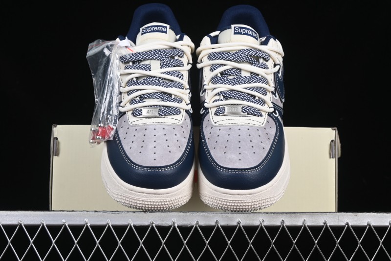 Nike Air Force 1 '07 Low Supreme Collaboration Beige Blue Low-Top Casual Sneakers - DM6688-018