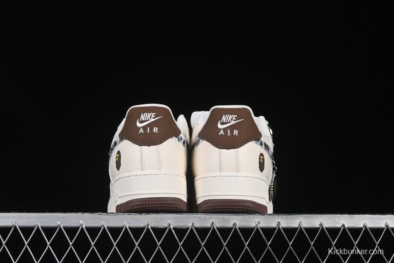Nike Air Force 1 '07 Low Bape Camouflage Swoosh Beige Casual Sneakers - DF0188-030