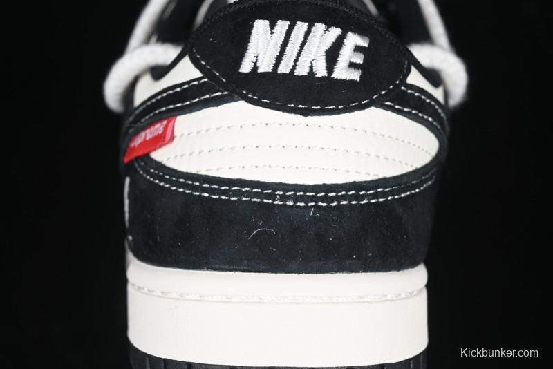 Nike SB Dunk Low Carhartt x Supreme Collaboration - Strap Black Hook Anniversary High-End Custom Low-Top Casual Skate Shoes - YX5066-237