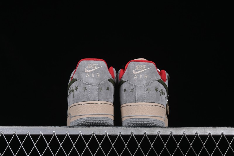 Nike Air Force 1 '07 Low Stussy Collaboration Olive Green Star Low-Top Casual Sneakers - KK1988-034