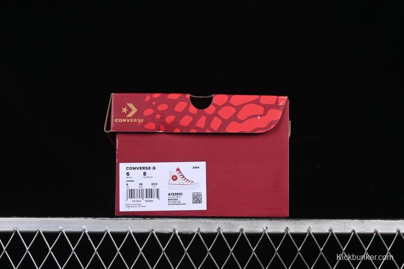 Converse 1970s CNY Year of the Snake Limited Edition High-Top Canvas Sneakers with Gold Star Chain and Metallic Snake Lace Jewelry - A13351C