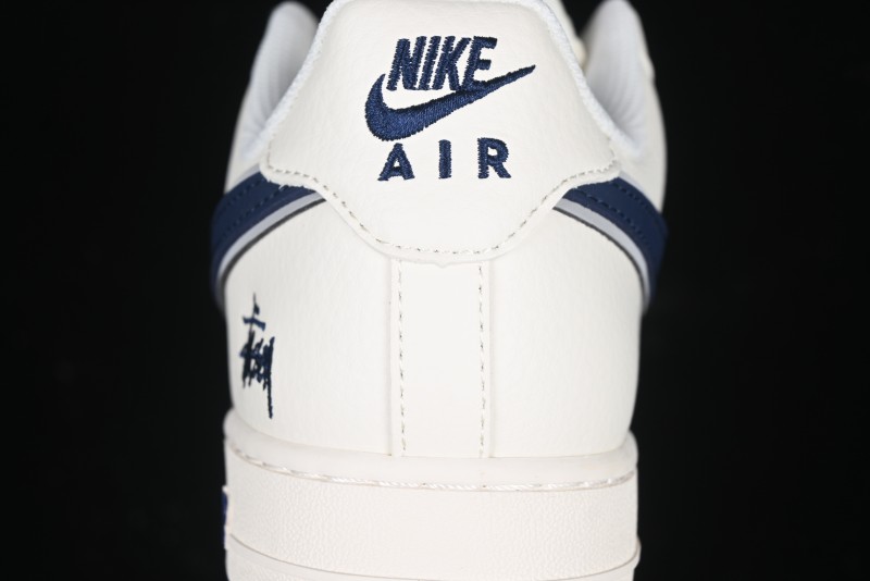 Nike Air Force 1 '07 Low Stussy Collaboration - Navy Blue & Off-White Low-Top Casual Sneakers - XZ3328-568