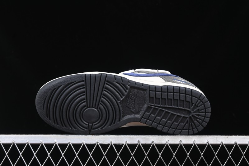 Nike SB Dunk Low Supreme Collaboration - Grey White Blue Swoosh Lace-Up Anniversary Customized Low-Top Casual Skate Shoes - XS1186-100