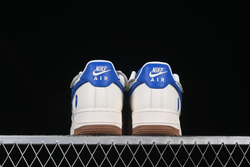 Nike Air Force 1 '07 Low Bape Collaboration Beige Blue Gum Pull Tab Casual Sneakers - SJ1198-112