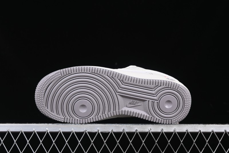 Nike Air Force 1 '07 Low Supreme Collaboration Beige Grey with Red Swoosh Casual Sneakers - BB7518-011