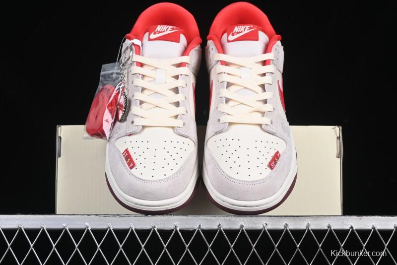 Nike SB Dunk Low Stussy Anniversary Edition Custom Sneakers with Red Swoosh - KK1333-021