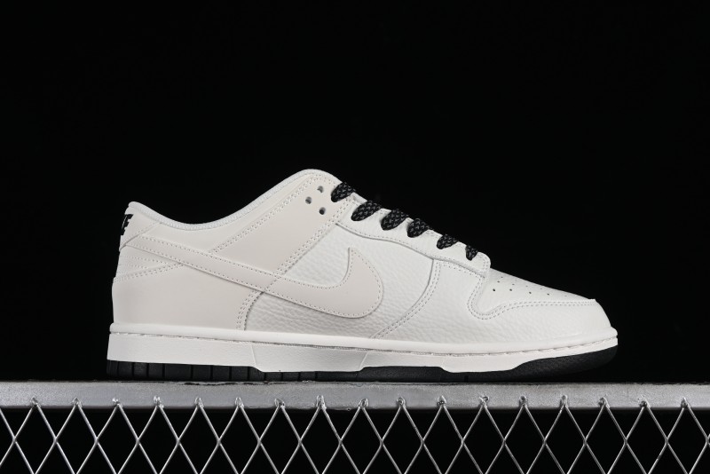 Nike SB Dunk Low Collaboration Three Swooshes Beige Black Color Low Top Casual Skateboarding Shoes - NK5639-321