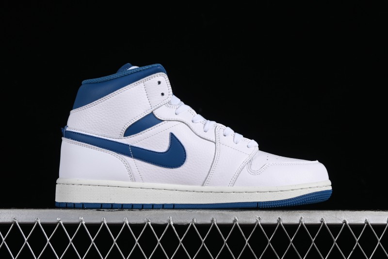 Nike Air Jordan 1 Mid Industrial Blue Basketball Shoes with Air Cushion - FN5215-141