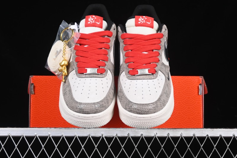 Nike Air Force 1 '07 Low Year of the Snake Limited Edition Grey Black Snake Scale Low-Top Casual Sneakers - DM6688-009