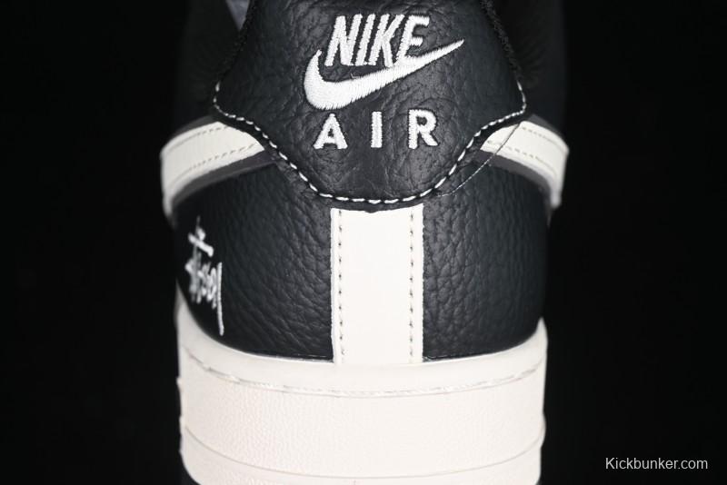 Nike Air Force 1 '07 Low Stussy Collaboration Black & White Swoosh Casual Sneakers - XZ6188-081