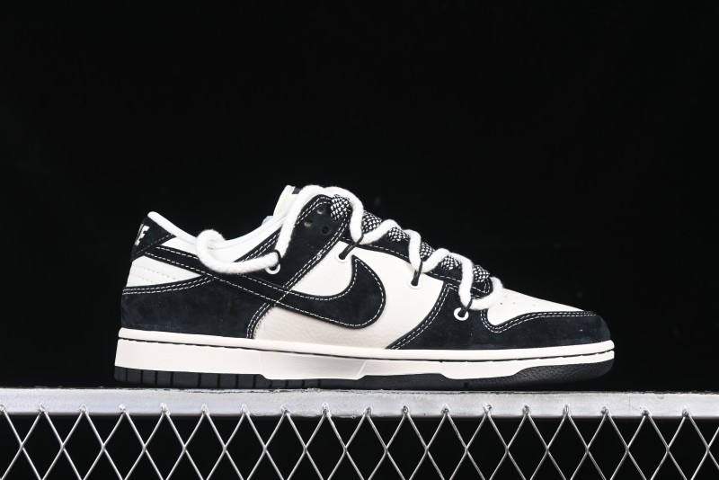 Nike SB Dunk Low Supreme x Stone Island Triple Collaboration Strap Patch Black Swoosh Anniversary Custom Low-Top Casual Skate Shoes - YX5066-202