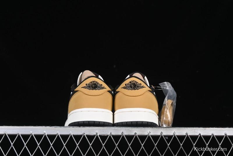 Nike Air Jordan 1 Low OG AJ1 White Yellow Black Swoosh Casual Sneakers - CZ0790-107