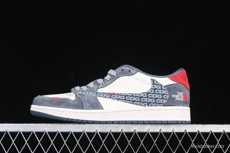 Nike Travis Scott x Fragment Design x Air Jordan 1 Low OG SP AJ1 CDG White Grey Low Top Casual Sneakers - DM9288-005