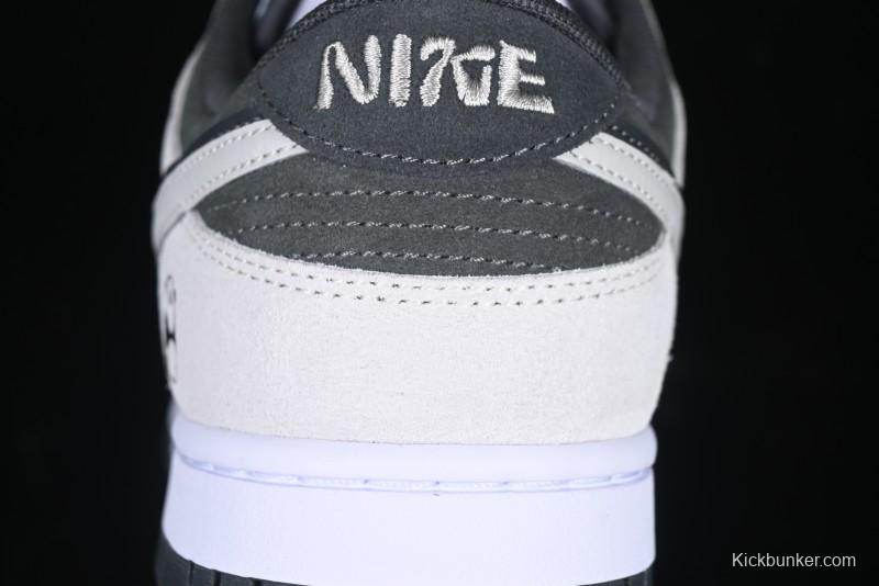 Nike Dunk Low 85 Double Swoosh Series White Grey Panda SB Low Top Casual Skate Shoes - HV1800-101