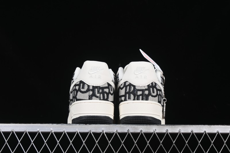 Nike Air Force 1 '07 Low Dior Collaboration Black Pattern Low-Top Casual Sneakers - DF0188-028