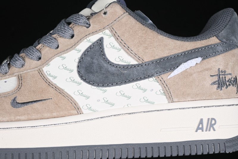 Nike Air Force 1 '07 Low Stussy Collaboration - Lambskin Brown Low-Top Casual Sneakers - XZ6188-888