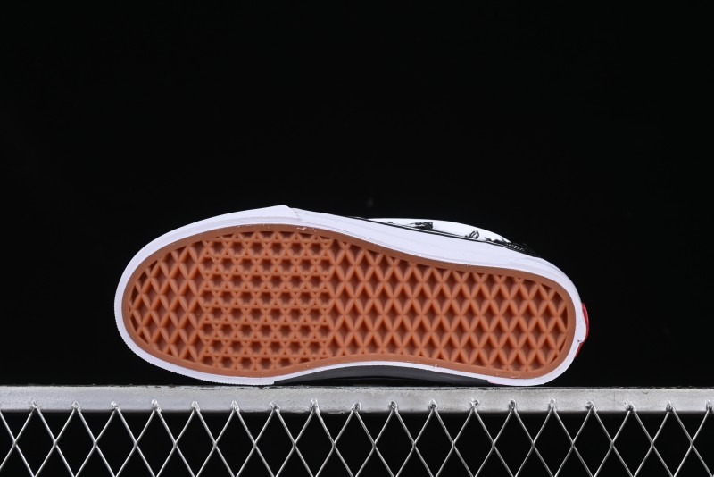 Vans Old Skool Distressed Black Canvas Sneakers with Orange Accents