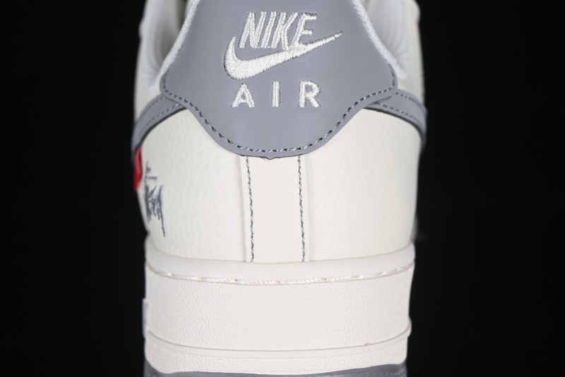 Nike Air Force 1 '07 Low Stussy Collaboration Dual-Tone Grey Swoosh Casual Sneakers - HH7518-037