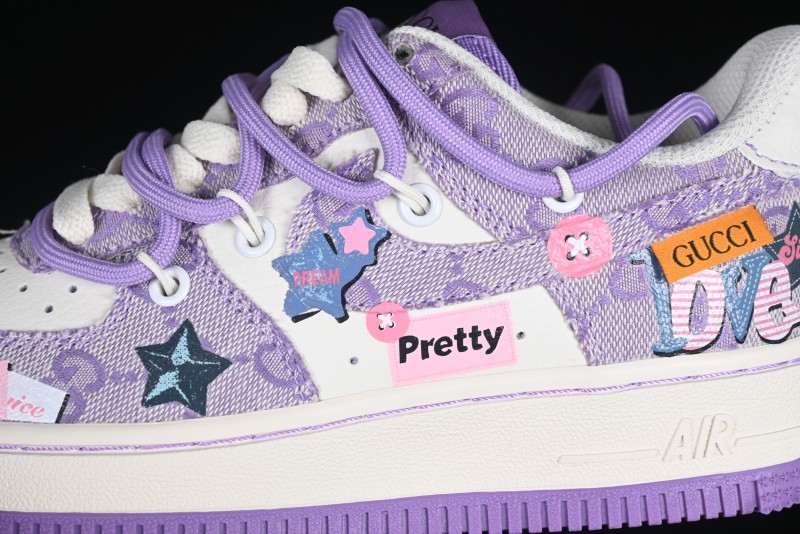 Nike Air Force 1'07 Low "Purple Star" Custom Casual Sneakers - BD7700-220