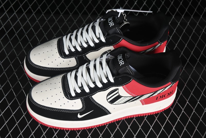 Nike Air Force 1'07 Low Dior Collaboration Red Black Zebra Print Casual Sneakers - KK1988-066