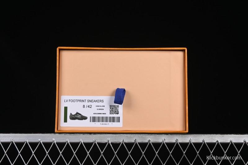 Louis Vuitton Footprint Soccer 2025 Spring Summer Collection Round Toe Lace-Up Low Top Lifestyle Casual Shoes - D.GREEN