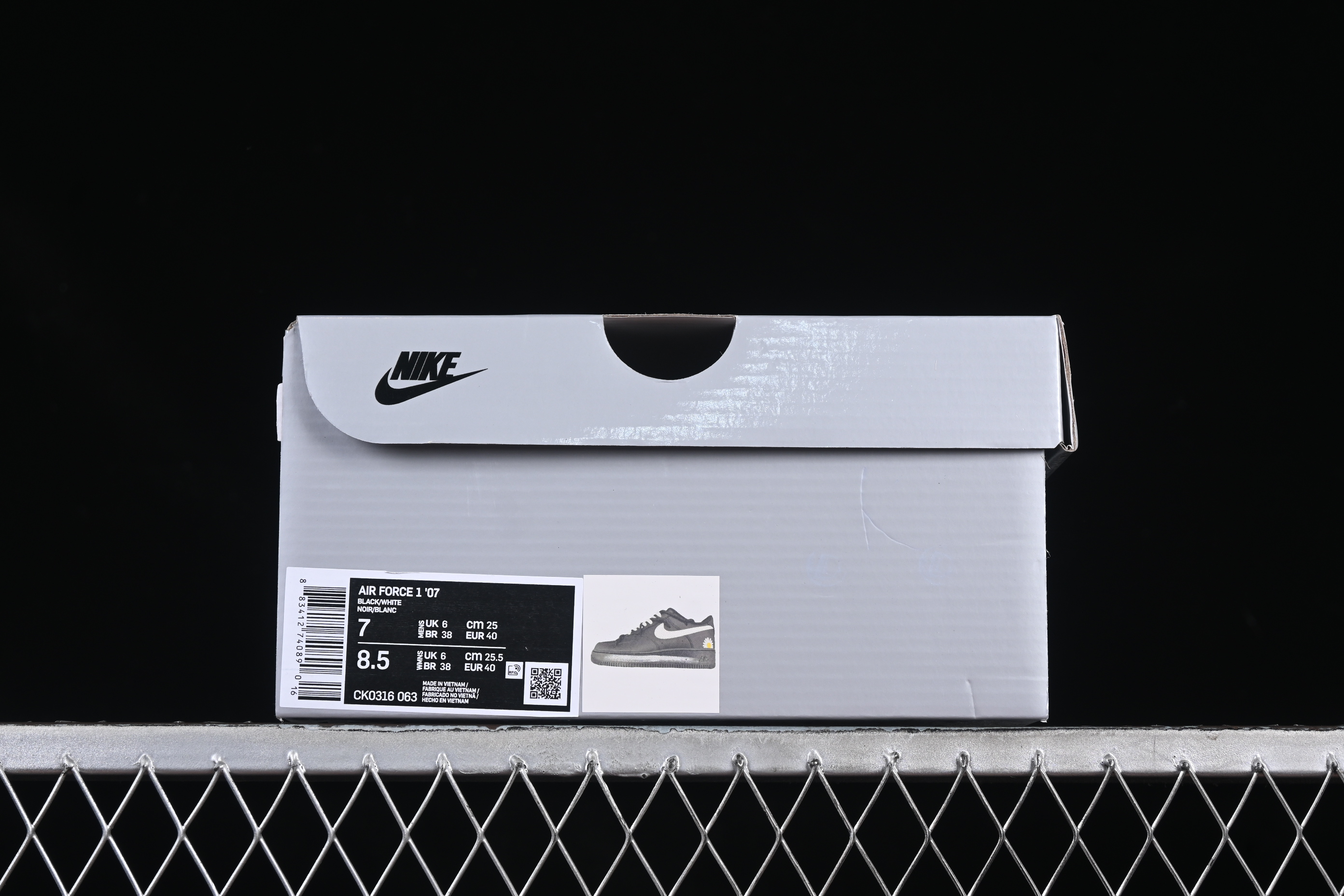 Nike Air Force 1'07 Low Casual Sneakers with 2D Daisy Black White Graffiti Hand-Painted Design - CK0316-063