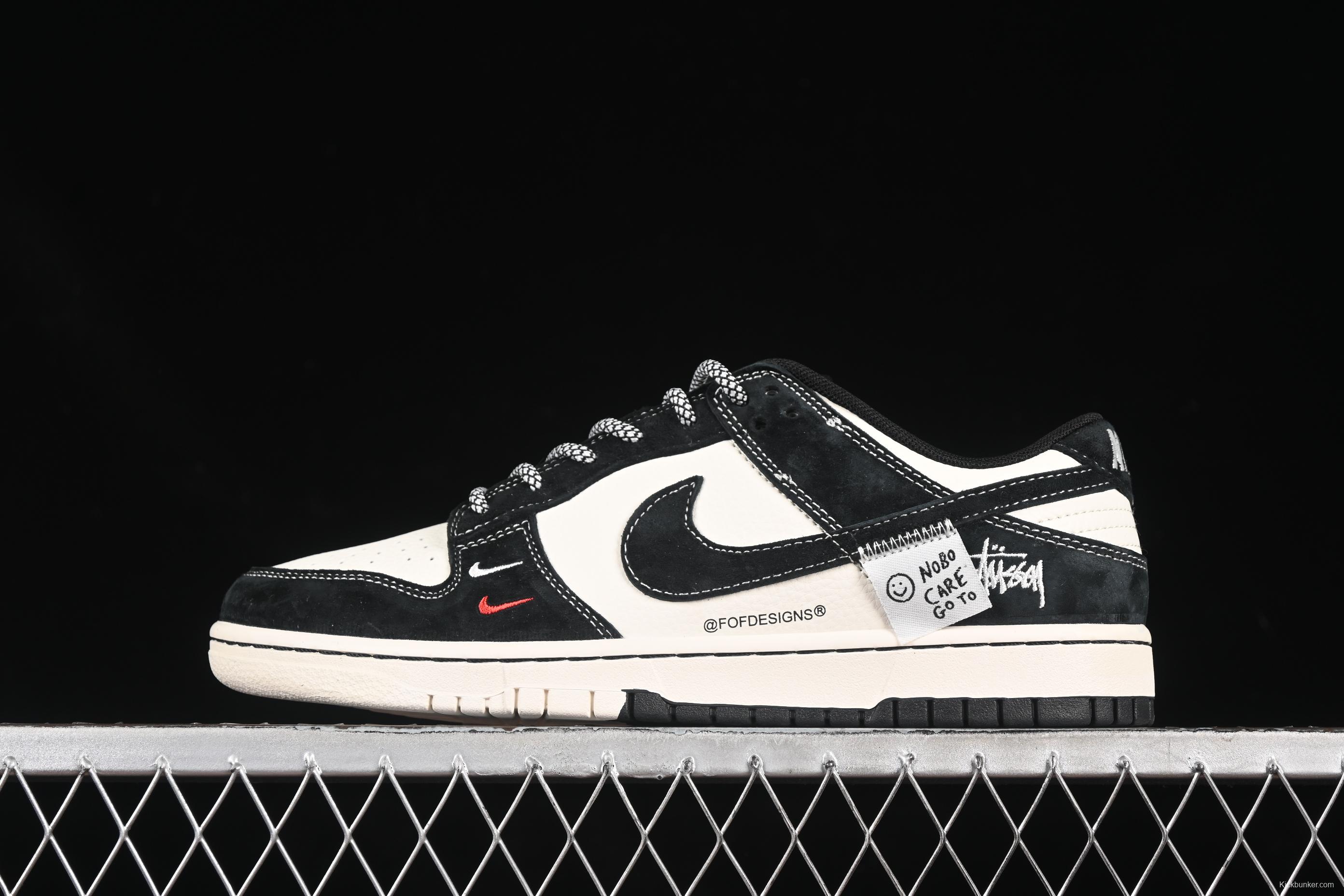 Nike SB Dunk Low Stussy Patch Black Swoosh Anniversary Custom Low-Top Casual Skate Shoes - YX5066-295