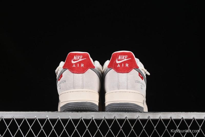 Nike Air Force 1 '07 Low LV Collaboration Two-Tone Red Heel Drawstring Casual Sneakers - DM6868-084