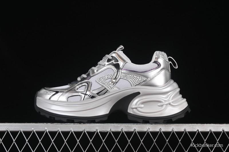 GG-CC 25ss New Platform Chunky Sneakers with 7CM Height Increase and Irregular Design - 668-2 Black