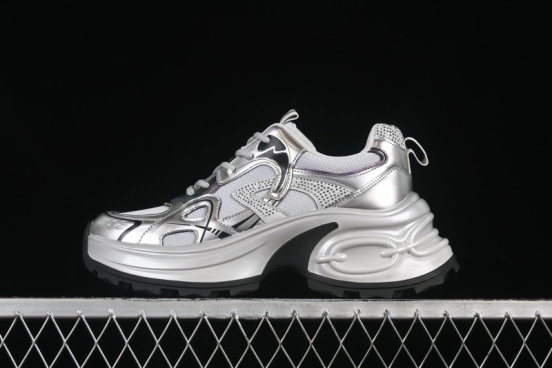 GG-CC 25ss New Platform Chunky Sneakers with 7CM Height Increase and Irregular Design - 668-2 Black