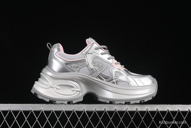 GG-CC 25ss New Platform Chunky Sneakers with 7CM Height Increase and Irregular Design - 668-2 Silver