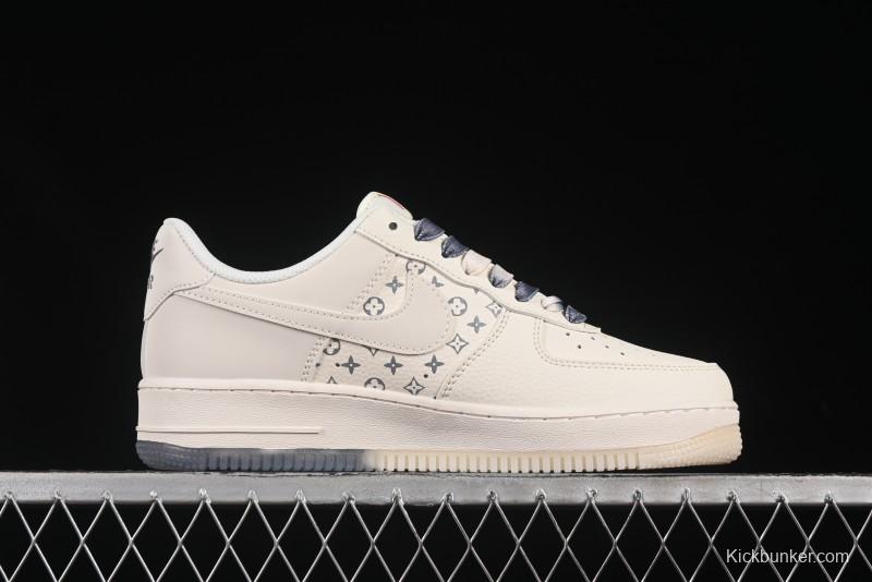 Nike Air Force 1 '07 Low Supreme Collaboration Dual-Tone Grey Print Casual Sneakers - HH7518-077