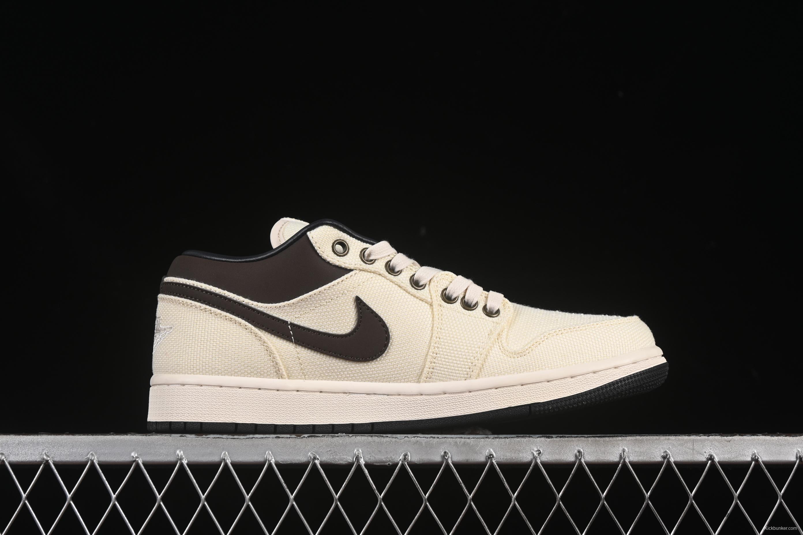Nike Air Jordan 1 Low "Dongdan" Casual Sneakers in Woven Beige - IB8058-110