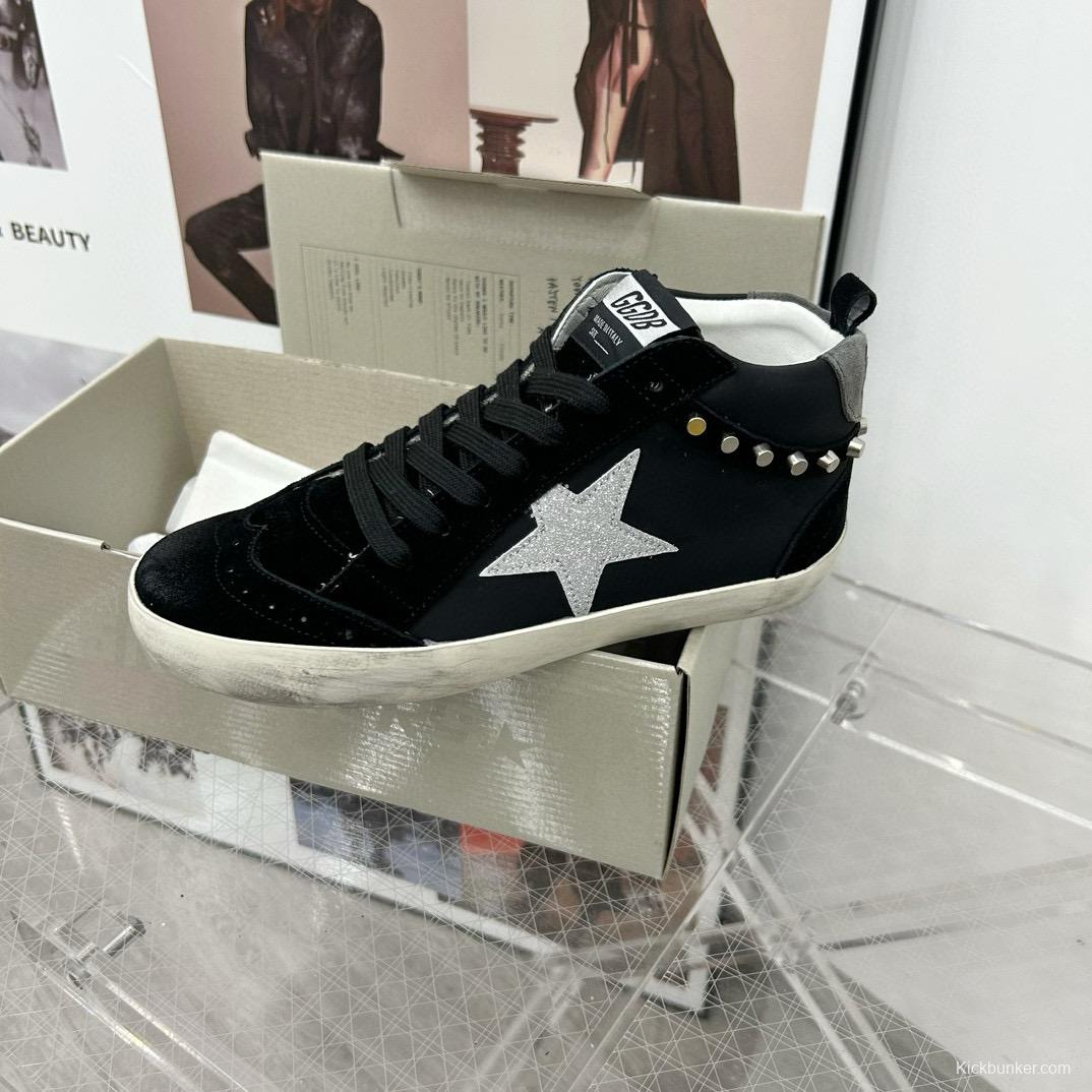 2024 Unisex GGDB Black Silver Suede Leather High Top Sneakers MJ00300