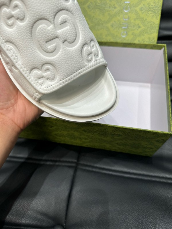 2024 Slippers Gucci White Leather Slippers MJ00200