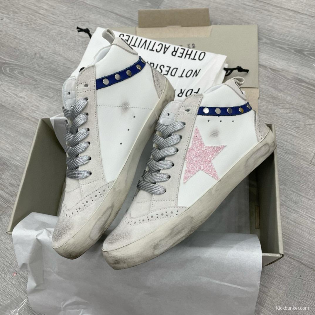2024 Unisex GGDB White Pink Blue Leather Suede High Top Sneakers MJ00300