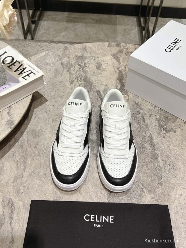 2025 Women Celine Black White Leather Sneaker